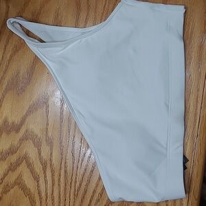 White, one shoulder bathing suit top